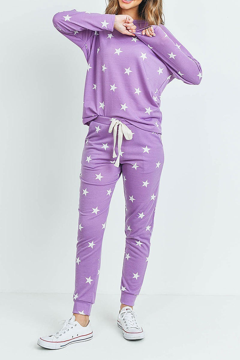 Star print top and pants set (ED8593-1)