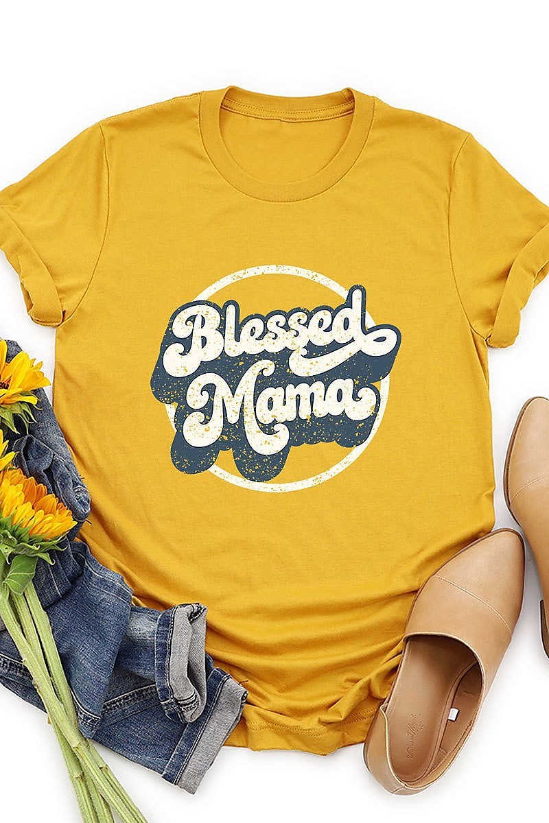 Blessed mama graphic top (EF3739)