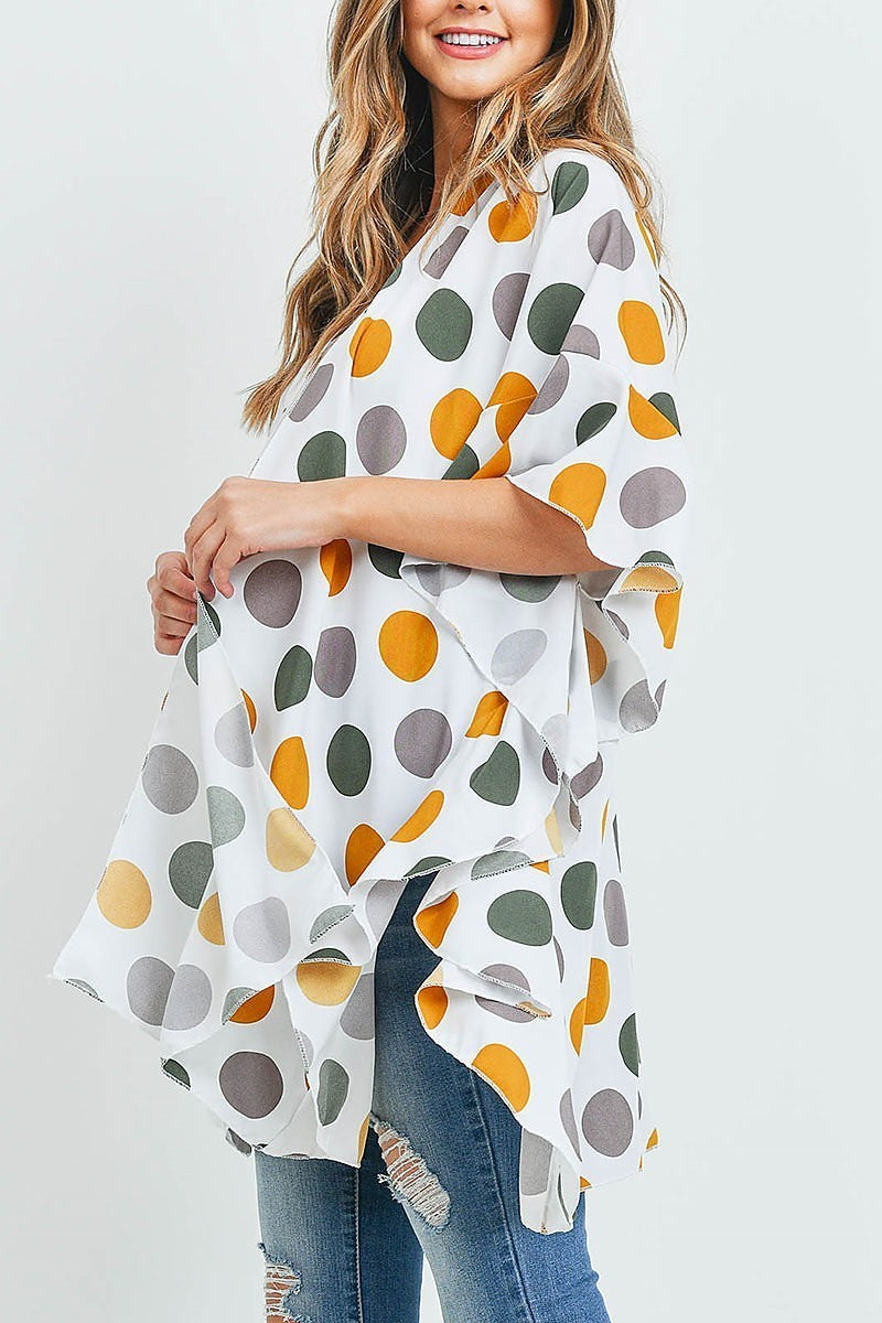 Polka dot ruffle kimono (ED9327)