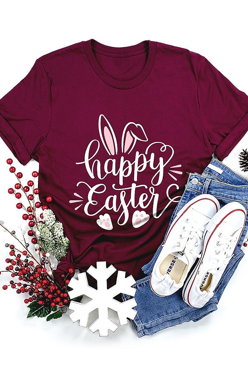 Happy easter bunny graphic top (EF3738)