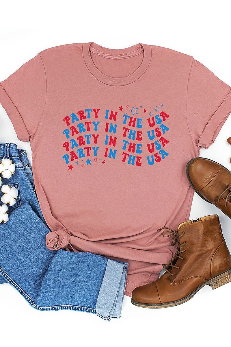 Party in the usa graphic top (EF3873)