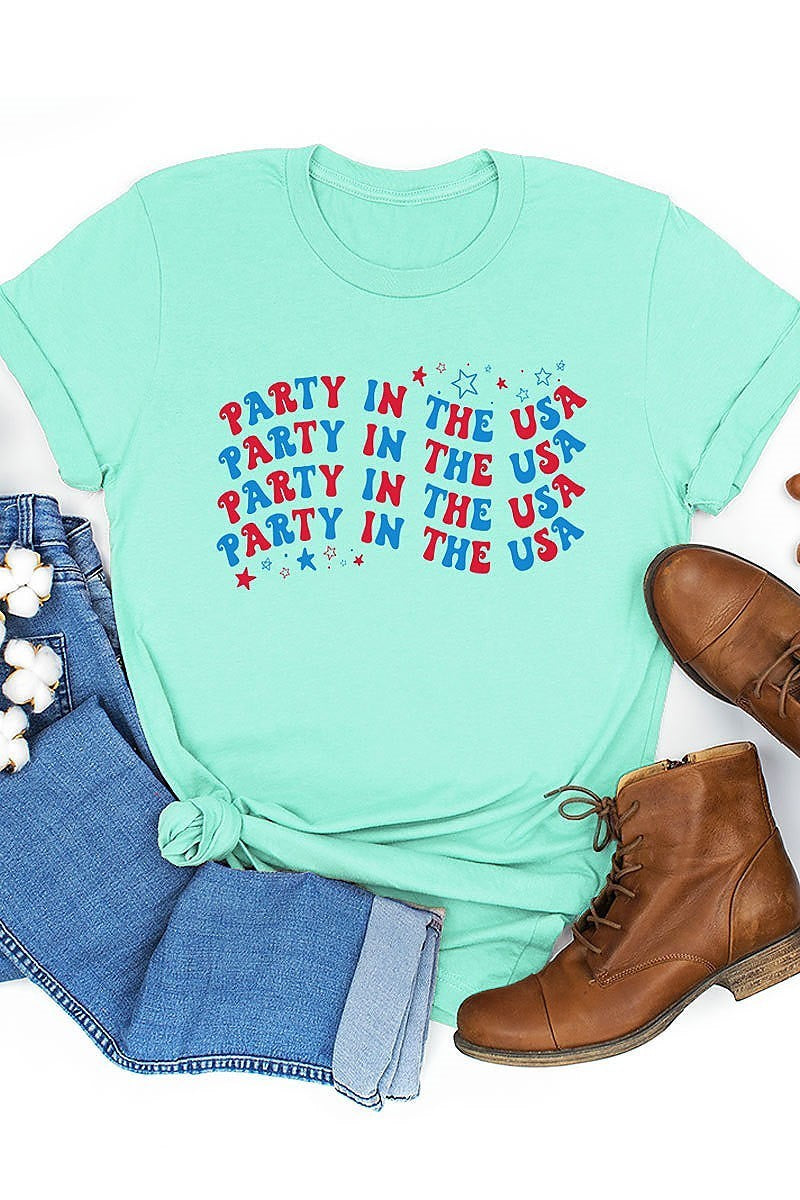 Party in the usa graphic top (EF3873)